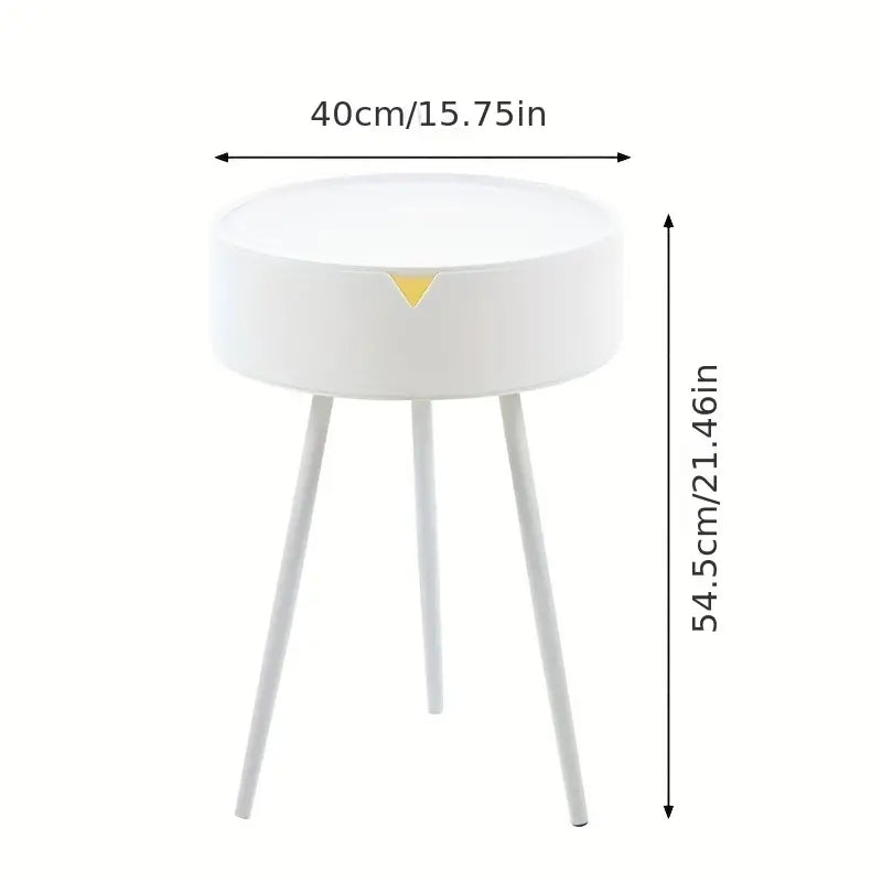 1pc Modern European Cream-Colored Round Side Table with Storage - Sleek Office Coffee Table