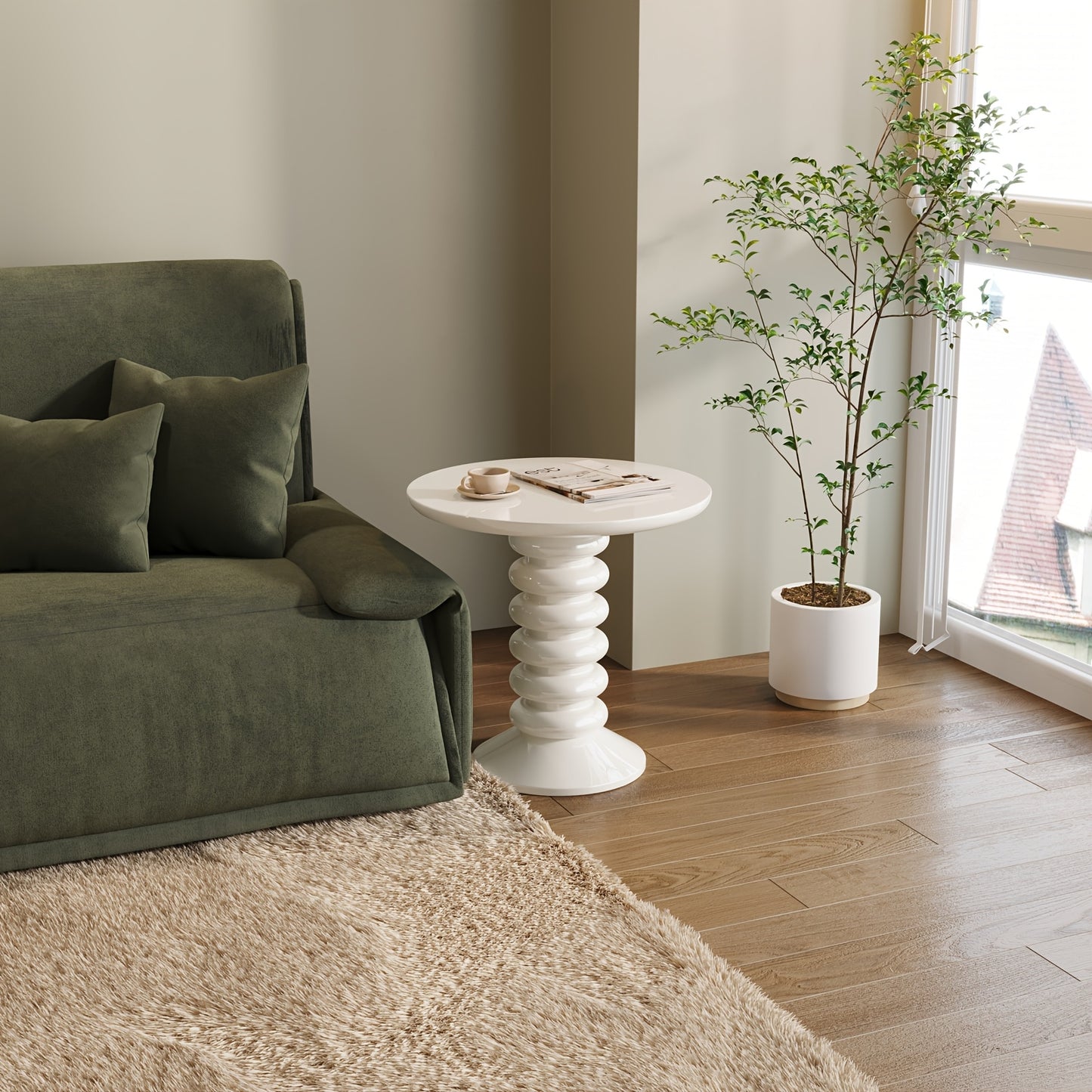 Modern Round Side Table Modern Round Side Table - 22.83 Inch Accent Table with Cream White Finish | Sturdy Construction