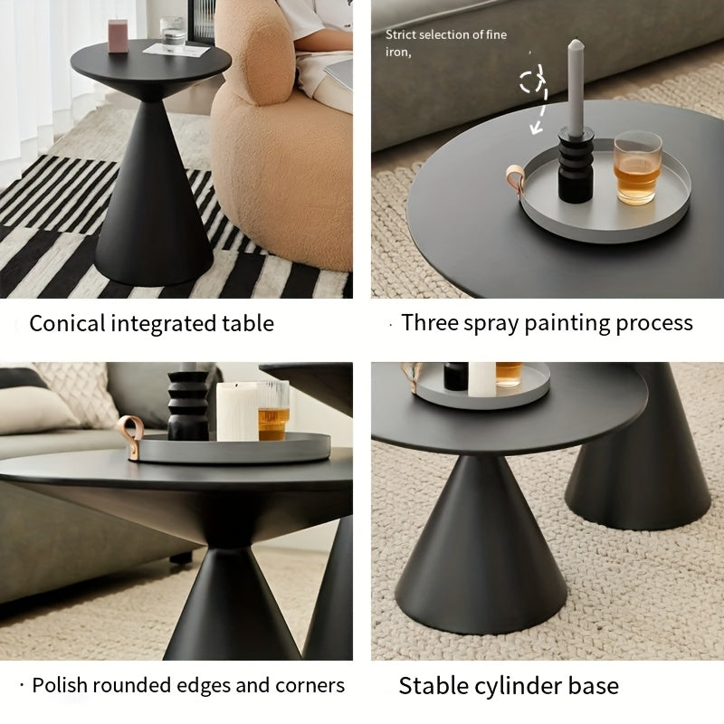 1pc Coffee Table Modern Living Room Black Low Center Table Bedroom Metal Furniture