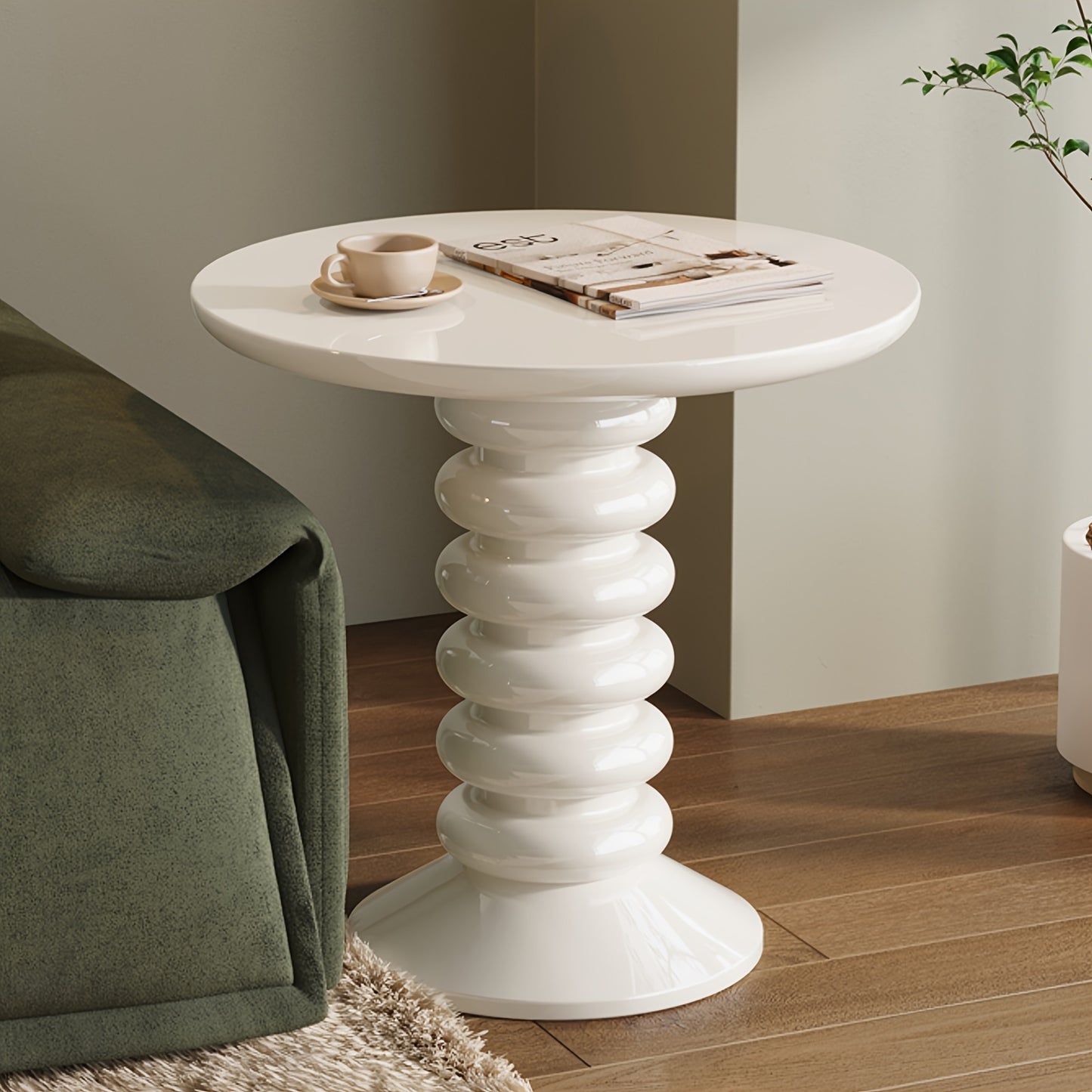 Modern Round Side Table Modern Round Side Table - 22.83 Inch Accent Table with Cream White Finish | Sturdy Construction