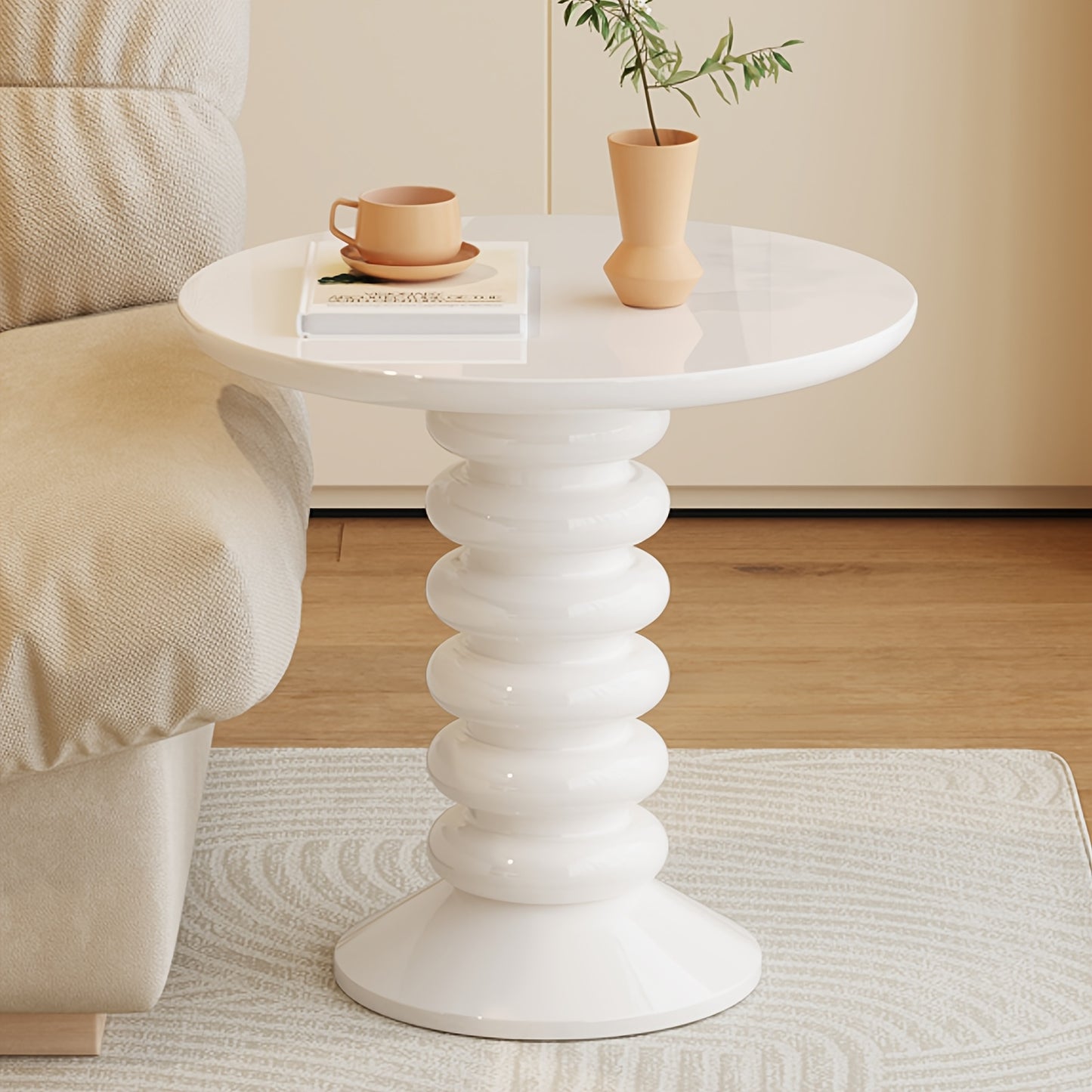 Modern Round Side Table Modern Round Side Table - 22.83 Inch Accent Table with Cream White Finish | Sturdy Construction