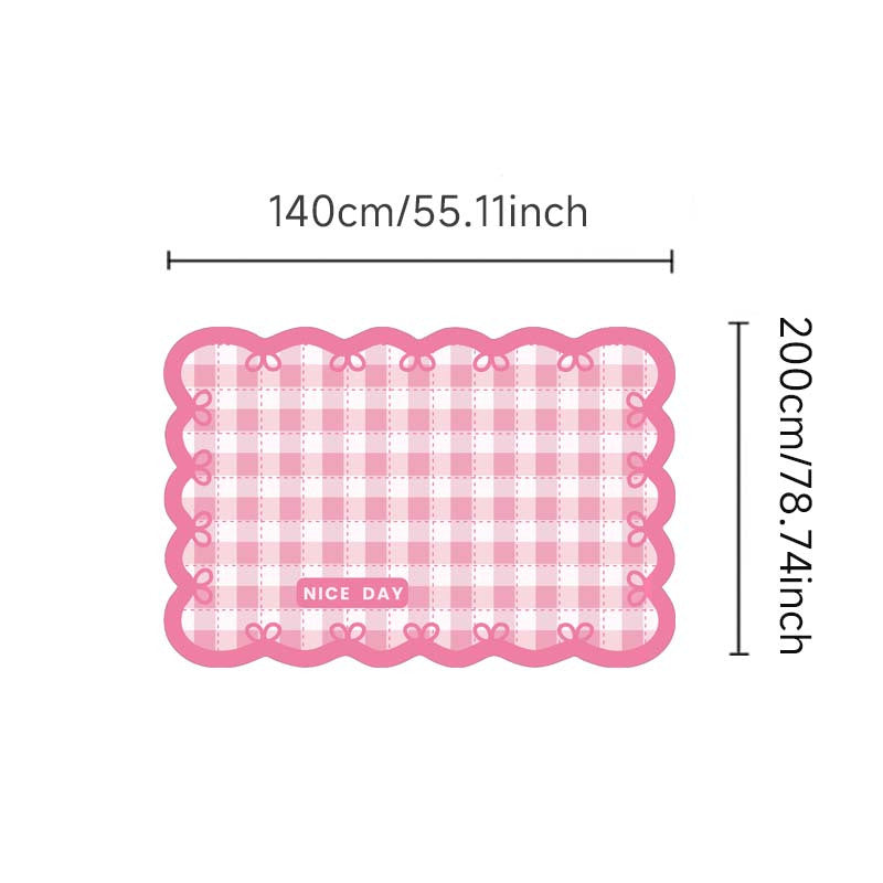 Fluffy Plaid Area Rug High Pile Fluffy Plaid Area Rug - Non-Slip Washable Polyester Carpet - Irregular Pink Decorative Mat for Bedroom, Indoor, Room