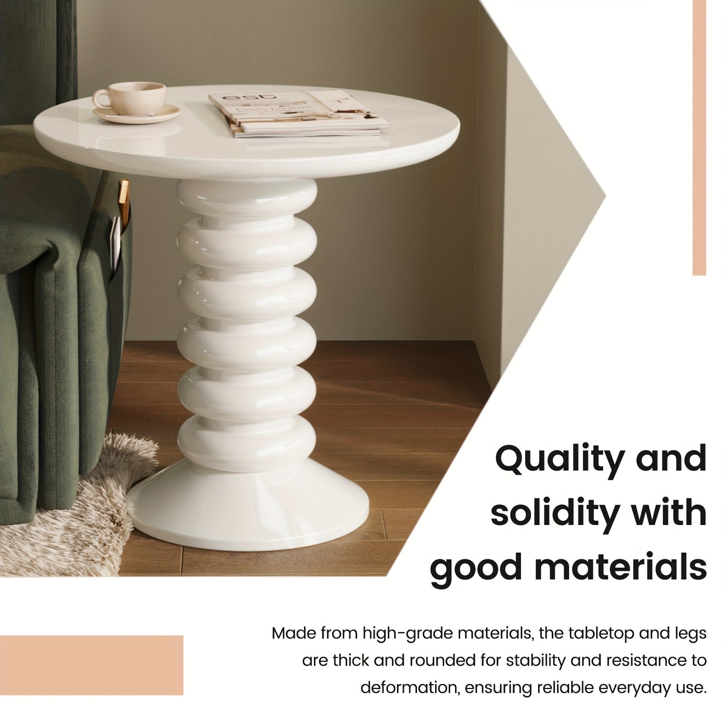 Modern Round Side Table Modern Round Side Table - 22.83 Inch Accent Table with Cream White Finish | Sturdy Construction
