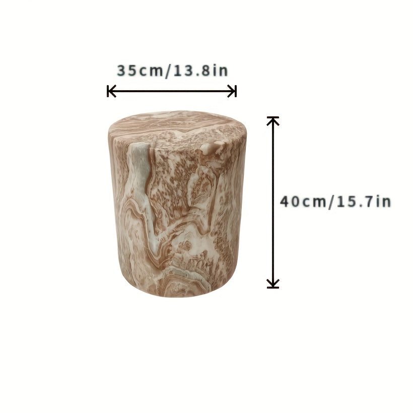 LITTLE THINGS MATTER Vintage Concrete Side Table - Marble-Textured Round Coffee Table with Sturdy Base