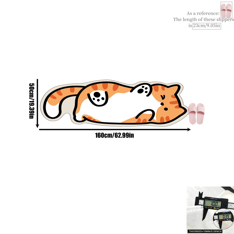 Whimsical Cat Mat 1pc Soft Plush Whimsical Cat-Shaped Area Mat | Washable & Durable, Polyester Fiber, Ideal for Living Room, Bedroom, or Office Decor, Perfect Holiday Gift, Machine Washable, Indoor Use Only