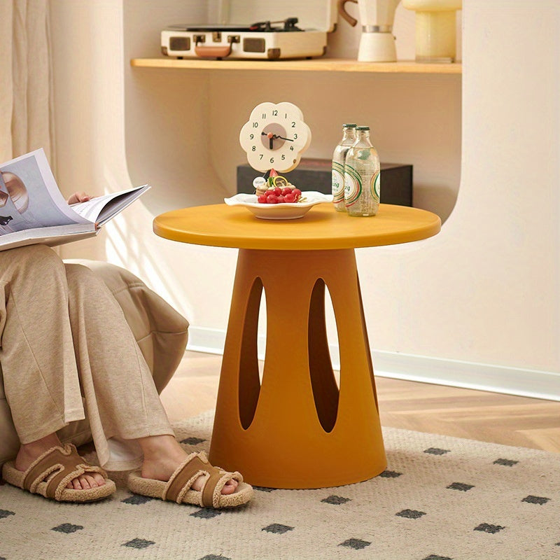 Scandinavian Modern Coffee Table - Lightweight Compact Round Side Table, No Assembly Needed