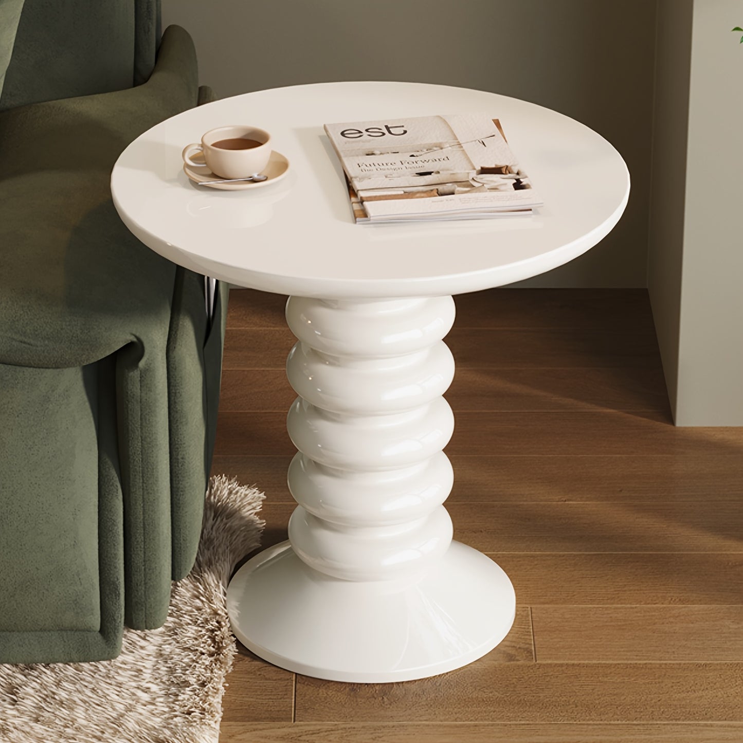 Modern Round Side Table Modern Round Side Table - 22.83 Inch Accent Table with Cream White Finish | Sturdy Construction