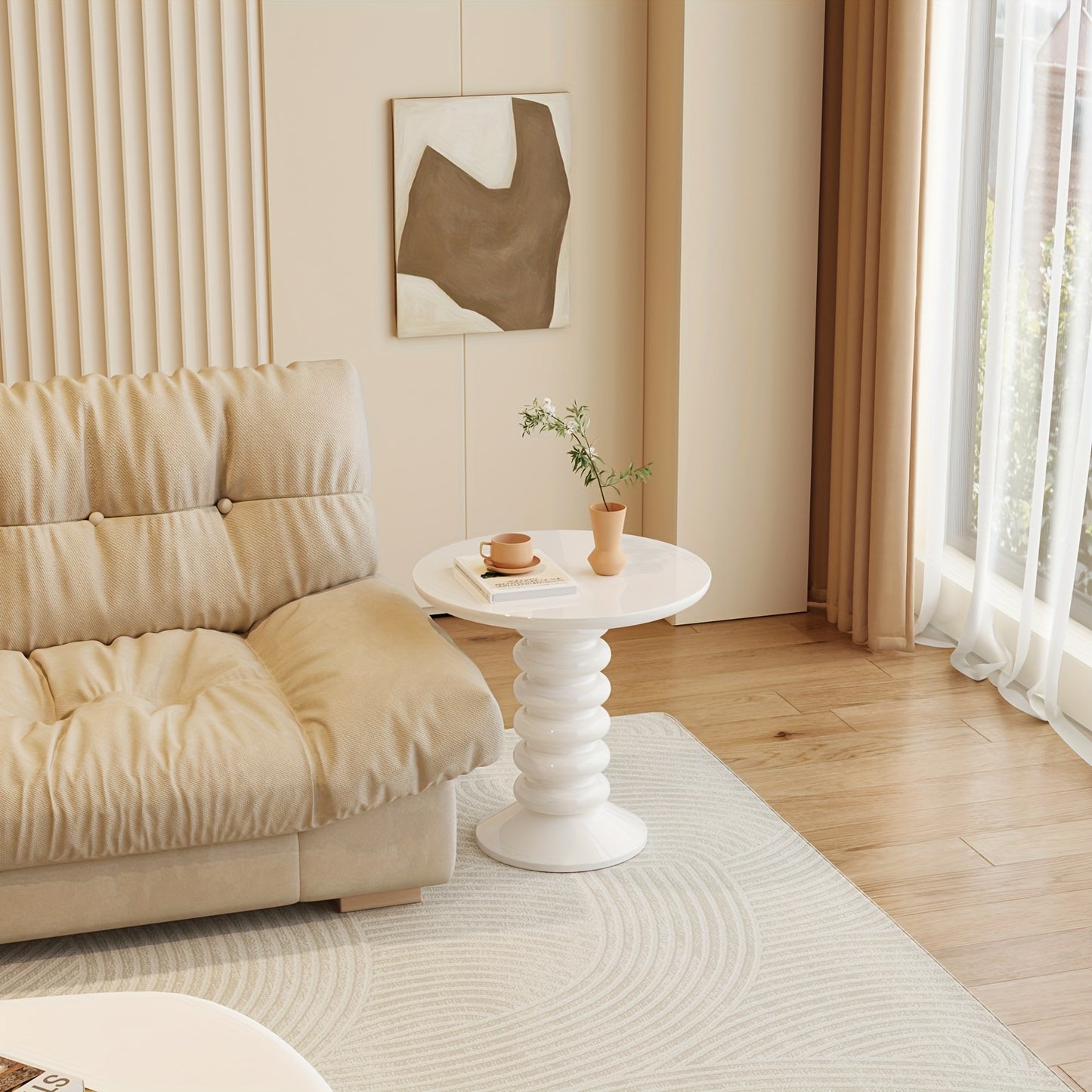 Modern Round Side Table Modern Round Side Table - 22.83 Inch Accent Table with Cream White Finish | Sturdy Construction