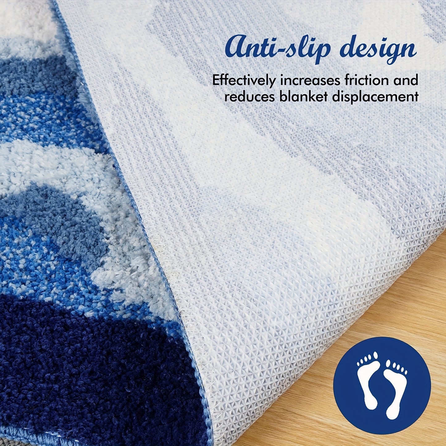 Ocean Wave Area Mat - Soft, Non-Slip, Absorbent Polyester Mat with Blue & White Mountain Design for Bedroom, Living Room, or Bathroom Decor - Machine Washable, Rectangular Shape, Bathroom Mat | Ocean Wave Design | Polyester Mat, Bathroom Mat