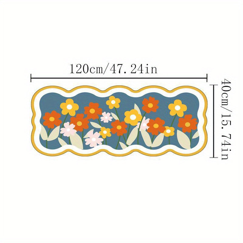 1pc, Romantic Cream Style Small Wave Cartoon Flower Bedroom Rug 10mm Thick Plush Soft Carpet Room Living Room Home Rug