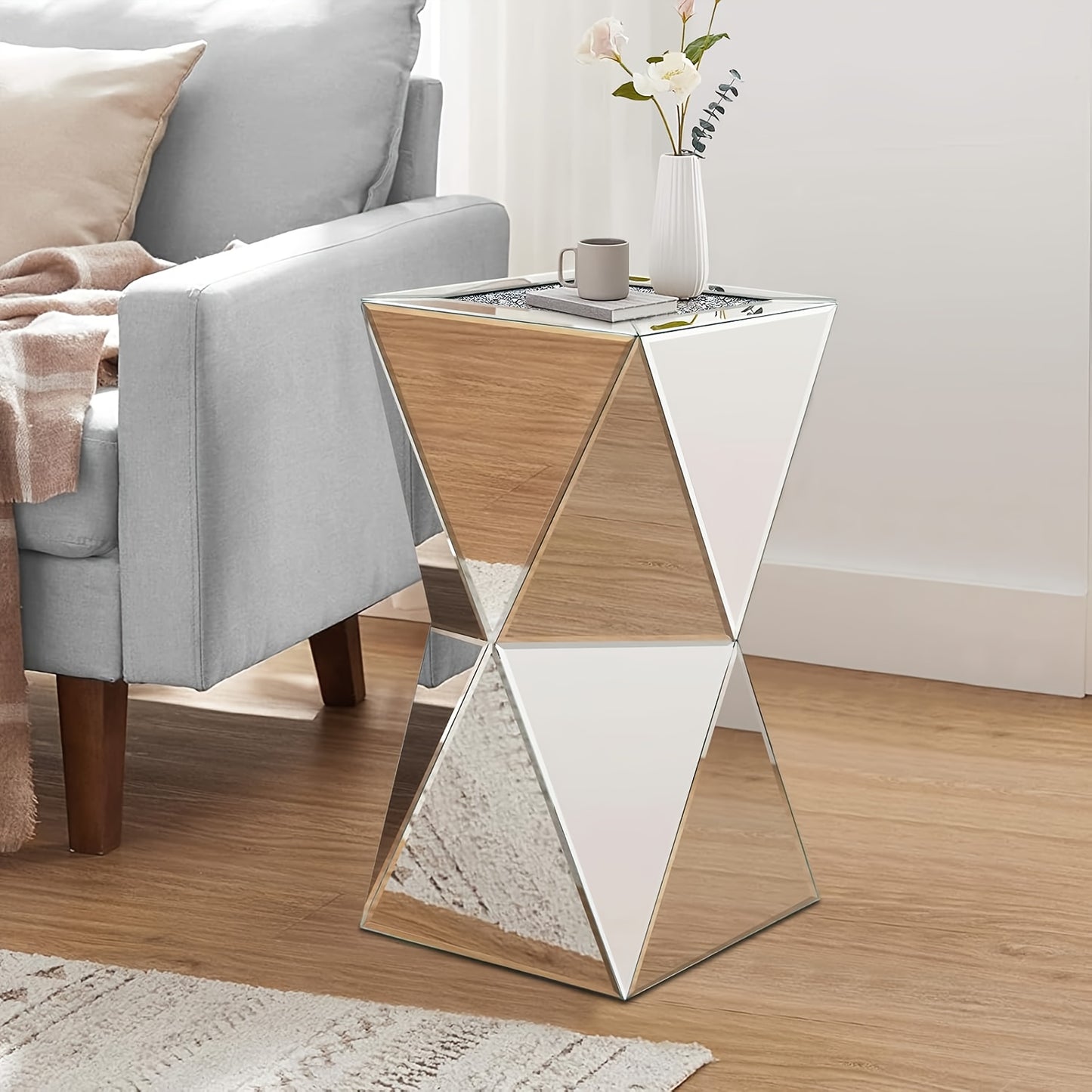 Geometric Mirror Coffee Table Space-Saving Geometric Small Mirror Coffee Table | 12\