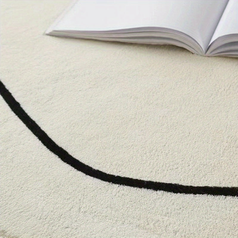 Orange Polka Dot Cartoon Design Carpet for Living Room, Made of Imitation Cashmere, Weighing 1000G And 10Mm Thick, Suitable for Modern Minimalist Bedroom Decor, Featuring a Cute Cream Style, Fluffy And Soft, Round Crawling Mat.