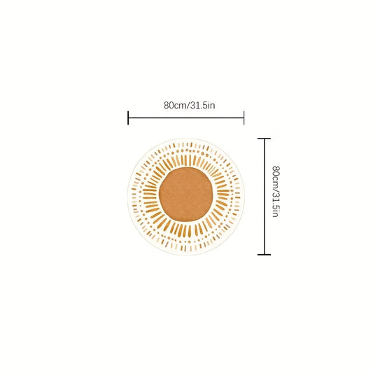 Orange Polka Dot Cartoon Design Carpet for Living Room, Made of Imitation Cashmere, Weighing 1000G And 10Mm Thick, Suitable for Modern Minimalist Bedroom Decor, Featuring a Cute Cream Style, Fluffy And Soft, Round Crawling Mat.