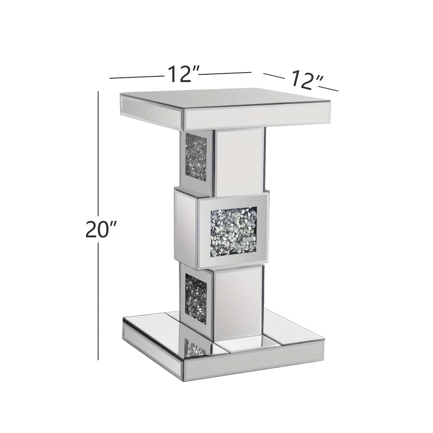 Modern Mirror Side Table Accent Table, Square Small Mirror Coffee Table Office Living Room