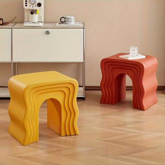 4 Colors Available - Cream Style Creative Sofa Side Shoe Rack, Minimalist Modern Wavy Coffee Table for Living Room or Bedside Cabinet