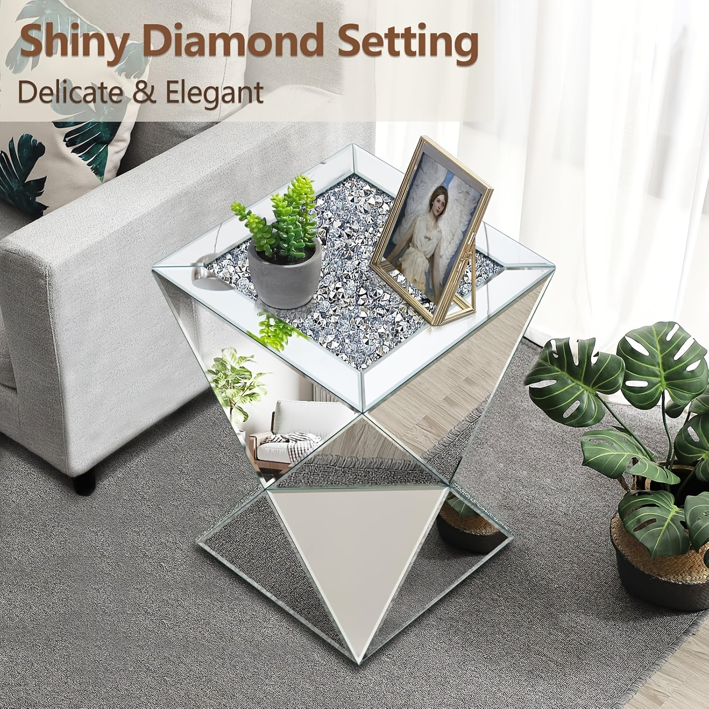 Geometric Mirror Coffee Table Space-Saving Geometric Small Mirror Coffee Table | 12\