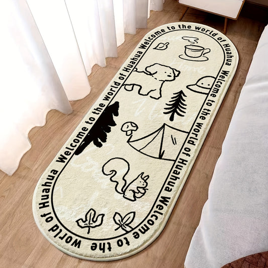 Non-slip Oval headboard rug | 1pc | plush | non-slip, soft | bedroom, living rooms and sofas | farmhouse home decor | aesthetic, minimalist