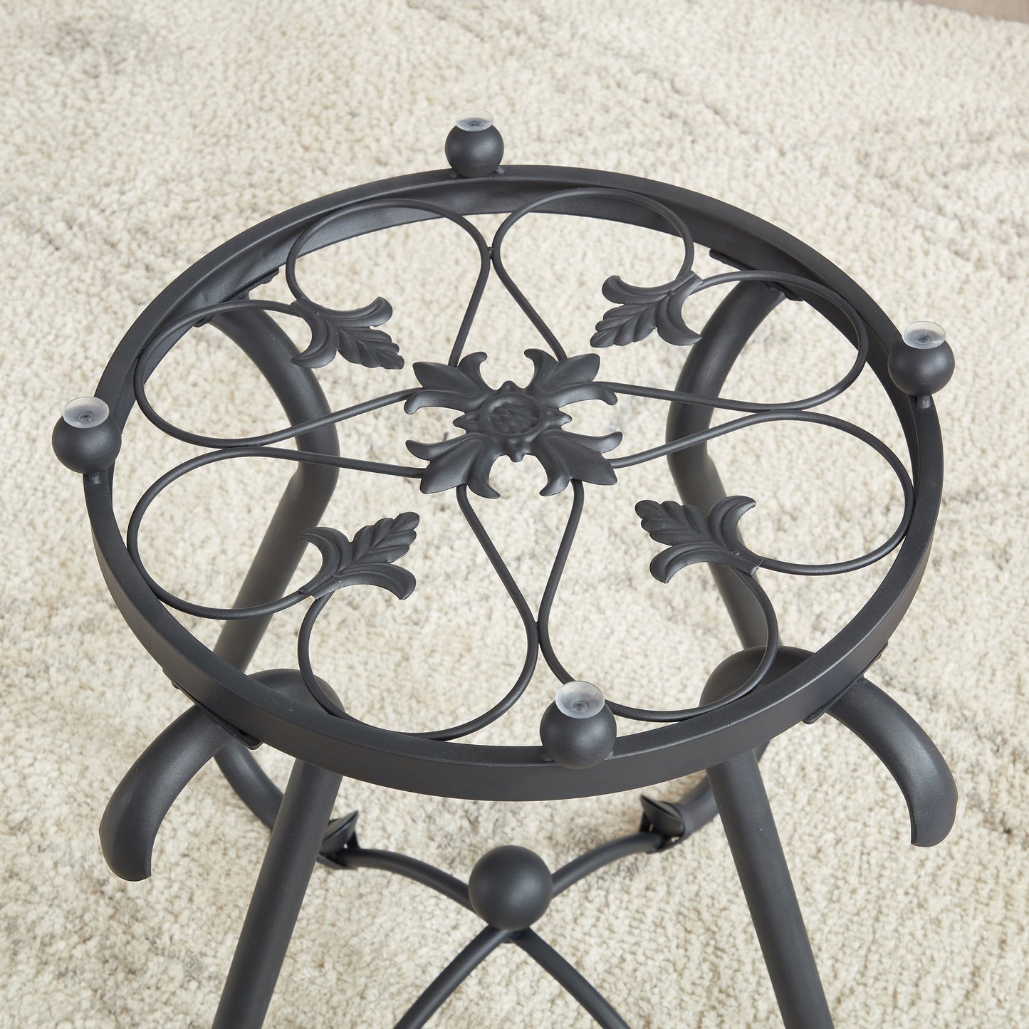 Black Living Room Table 2 Piece Set, Small Glass Coffee Table Round + Side Table