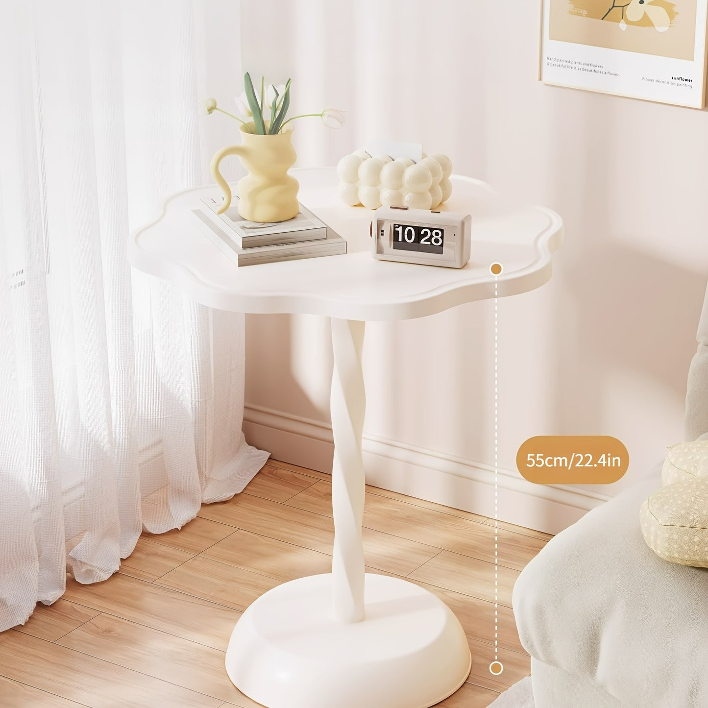 1pc Modern Freestanding Living Room Side Table, Stylish Small Round Coffee Table