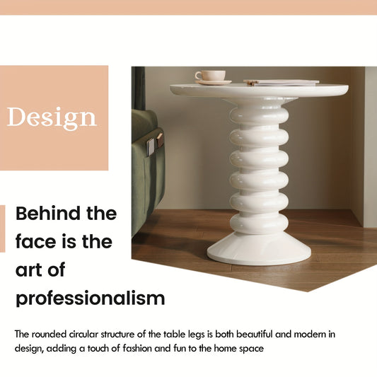 Modern Round Side Table Modern Round Side Table - 22.83 Inch Accent Table with Cream White Finish | Sturdy Construction