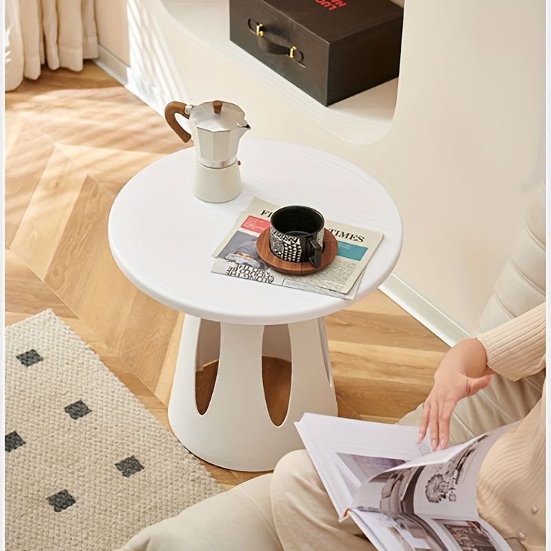 Scandinavian Modern Coffee Table - Lightweight Compact Round Side Table, No Assembly Needed