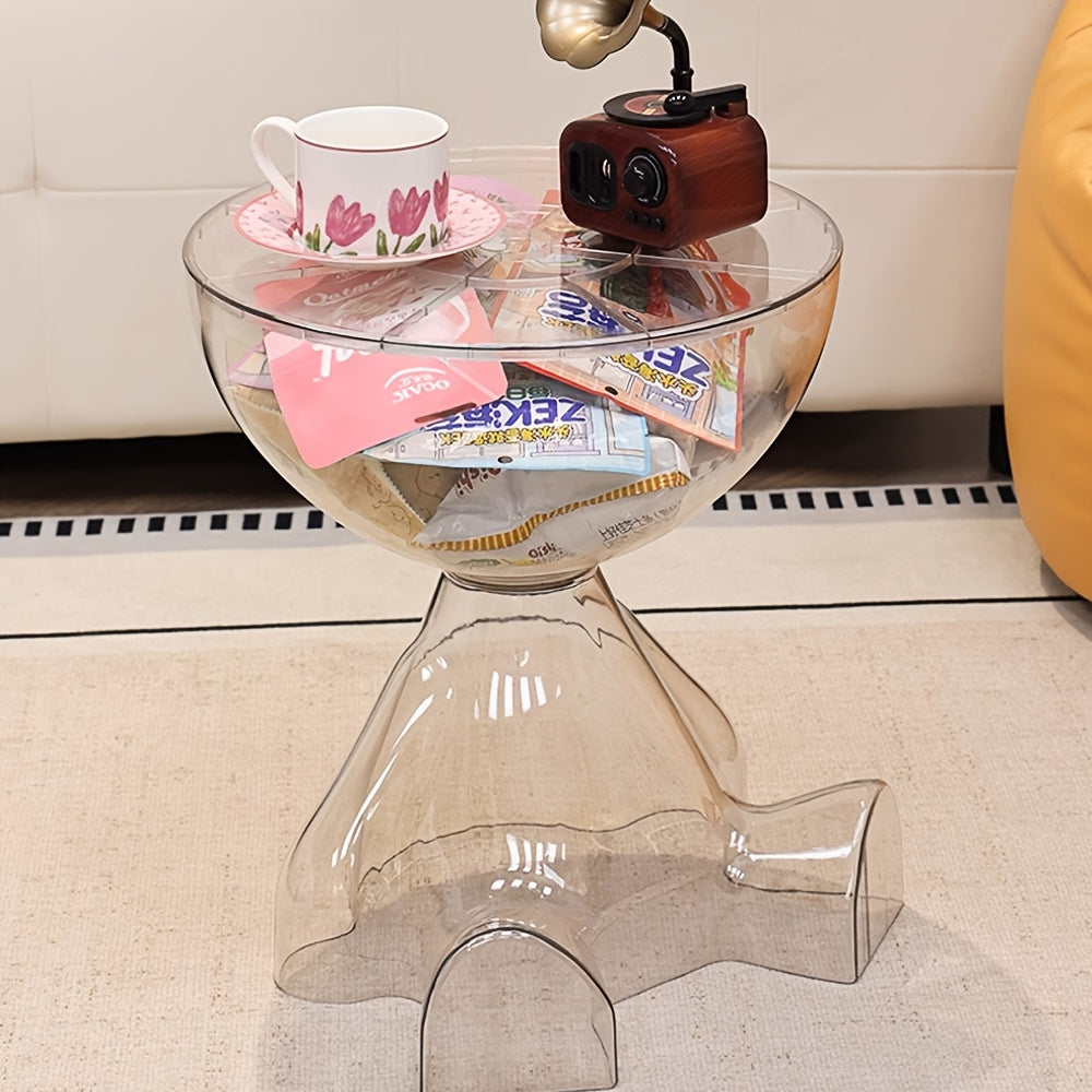 Classic Style Mini Coffee Table with Storage Shelf - Durable Plastic, No Assembly Required