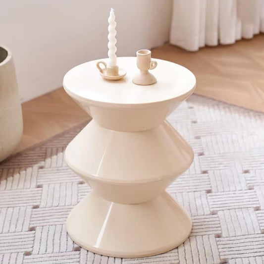 Creative Round End Table, Modern Sofa Side Table Small Coffee Table Nightstand for Living Room Bedroom Office Apartment (White)