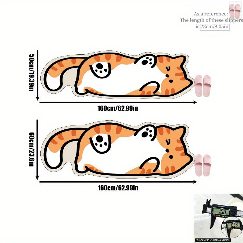 Whimsical Cat Mat 1pc Soft Plush Whimsical Cat-Shaped Area Mat | Washable & Durable, Polyester Fiber, Ideal for Living Room, Bedroom, or Office Decor, Perfect Holiday Gift, Machine Washable, Indoor Use Only