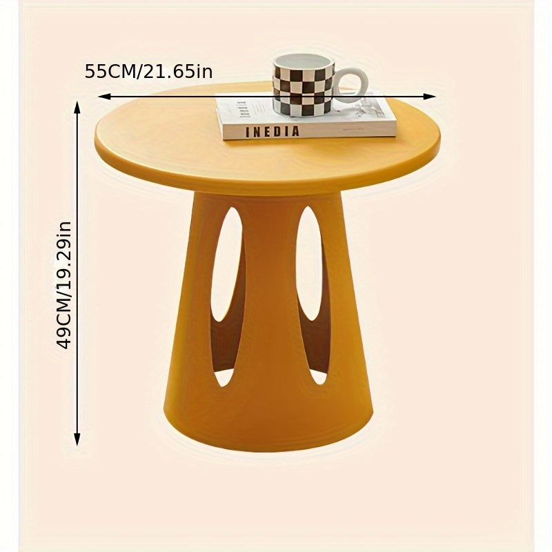 Scandinavian Modern Coffee Table - Lightweight Compact Round Side Table, No Assembly Needed