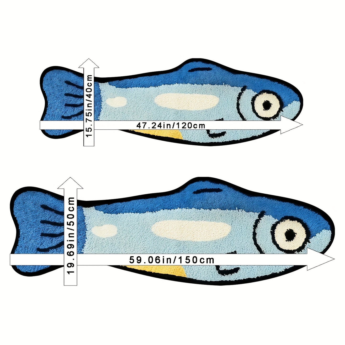 Soft Flannel Mat 1 Blue Fish Cartoon Mat, Soft Comfortable Flannel Material | Washable and Machine Washable, Suitable for Home Decor, Room, Bedroom, Entrance, Kitchen, Perfect Holiday Gift for Family and Friends