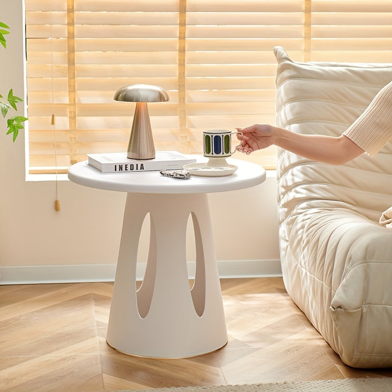 Scandinavian Modern Coffee Table - Lightweight Compact Round Side Table, No Assembly Needed