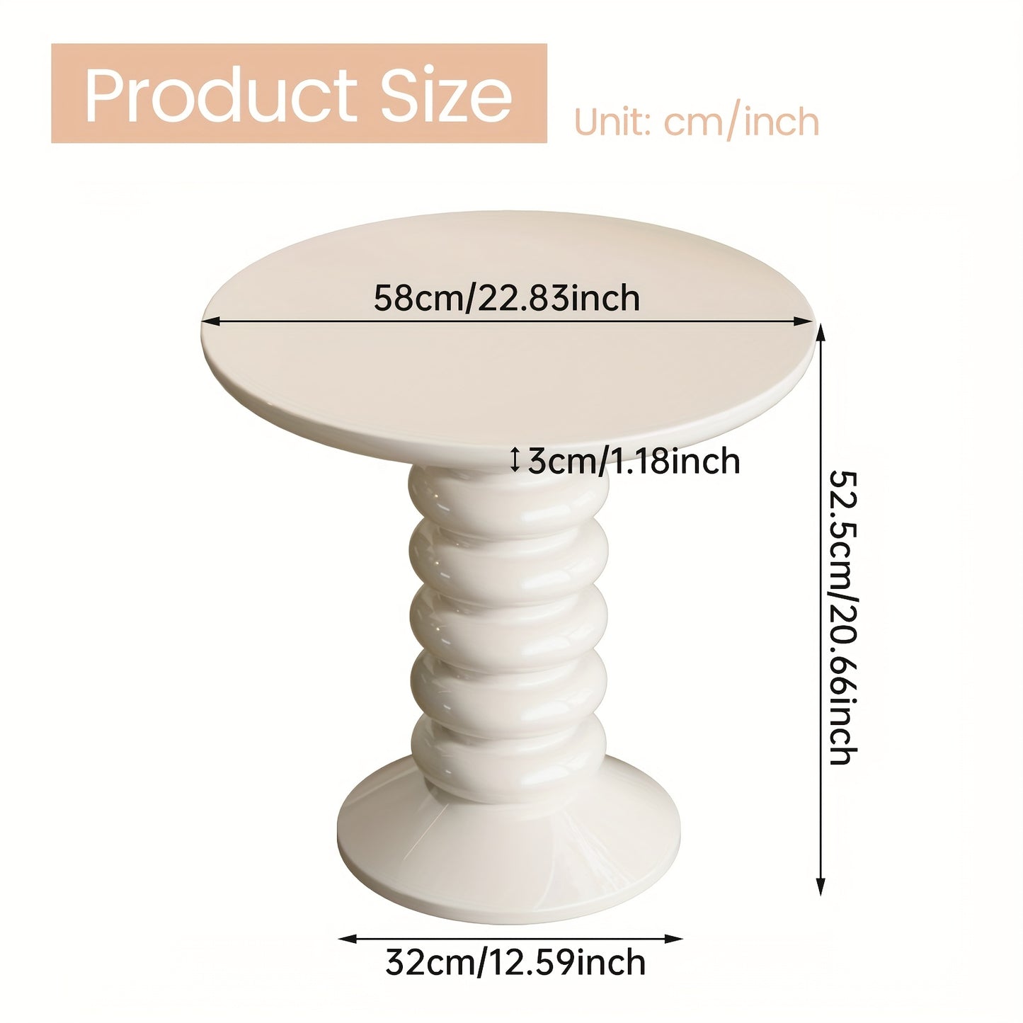 Modern Round Side Table Modern Round Side Table - 22.83 Inch Accent Table with Cream White Finish | Sturdy Construction