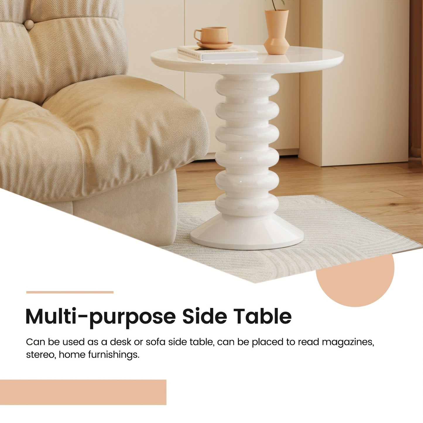 Modern Round Side Table Modern Round Side Table - 22.83 Inch Accent Table with Cream White Finish | Sturdy Construction