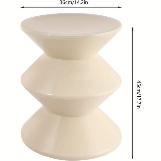 Creative Round End Table, Modern Sofa Side Table Small Coffee Table Nightstand for Living Room Bedroom Office Apartment (White)